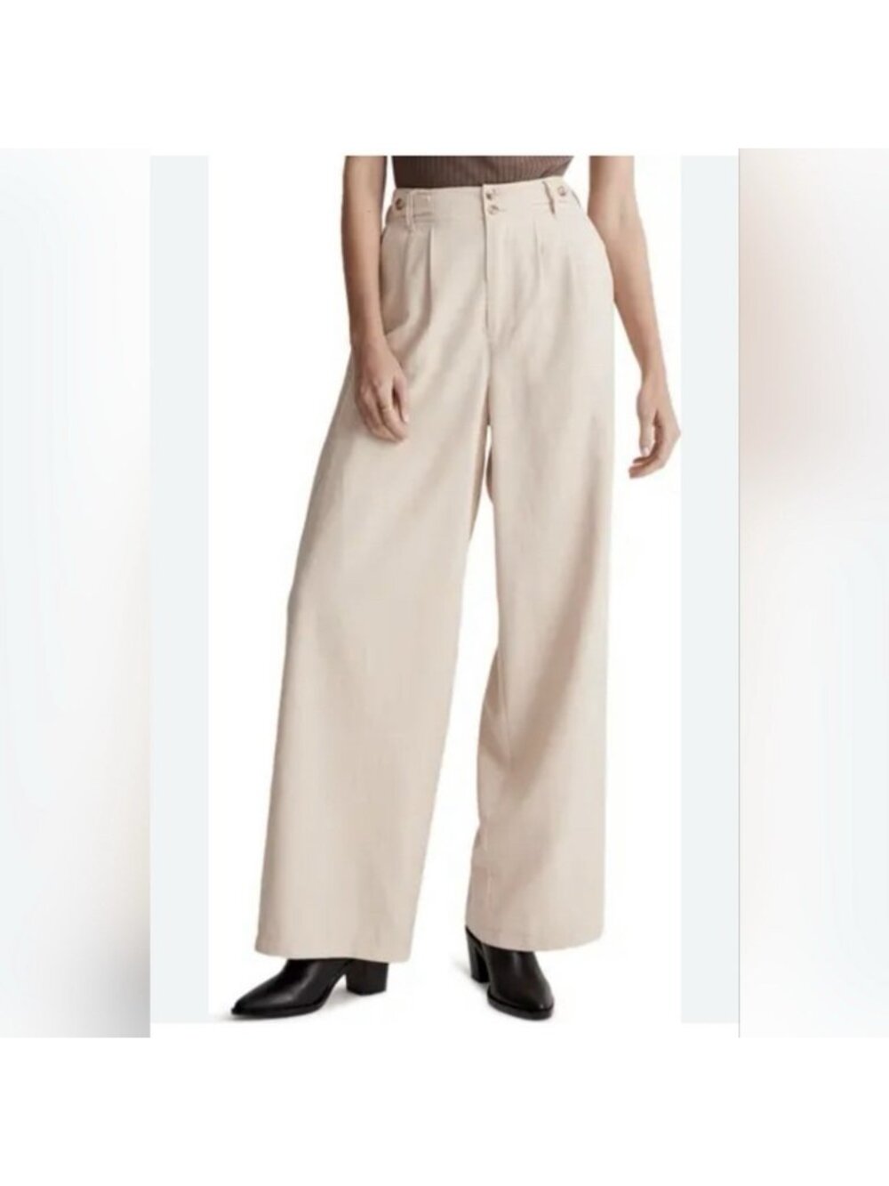Madewell The Harlow Wide-Leg Pant Cream Beige Color